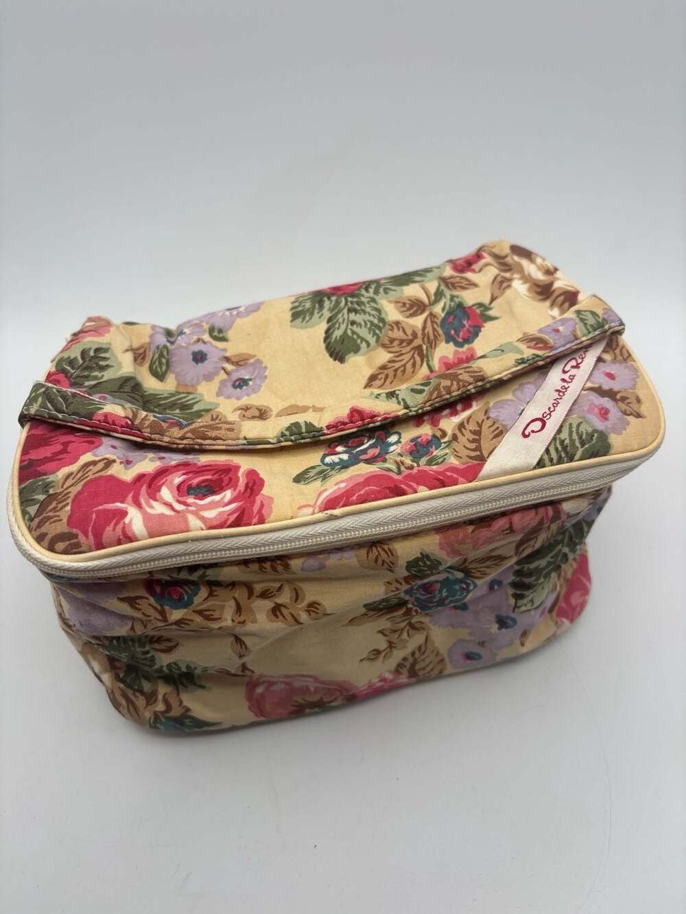 Oscar De La Renta Vintage Floral Cosmetic Bag Makeup Travel Pouch